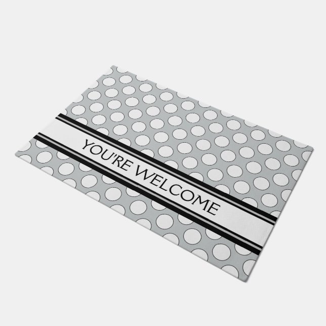 Dots seamless pattern white & black contour doormat (Angled)