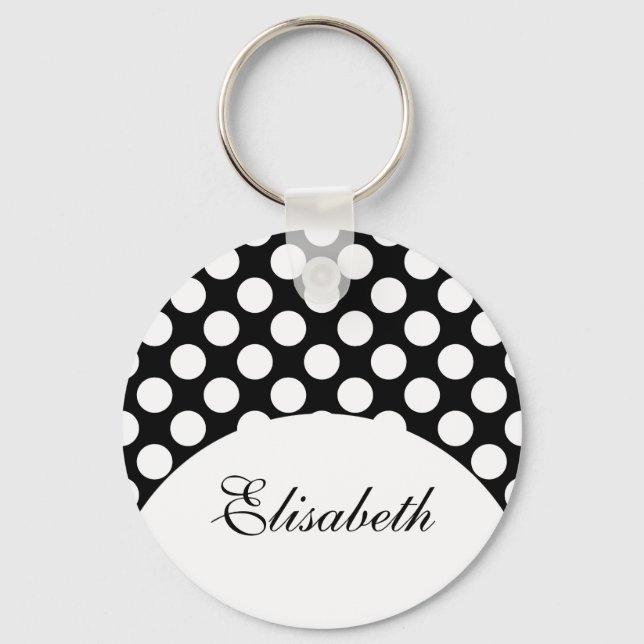 Dots seamless pattern white + your backgr. key ring (Front)