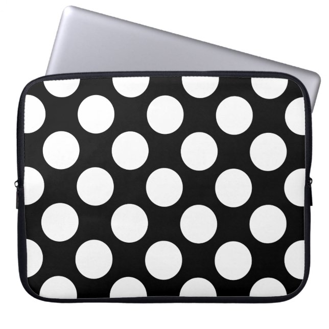 Dots seamless pattern white + your backgr. laptop sleeve (Front)
