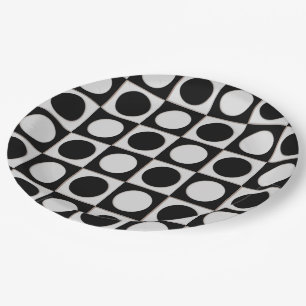 Dots & Squares / black white + your ideas Paper Plate