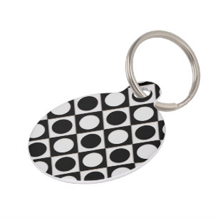Dots & Squares / black white + your ideas Pet Tag