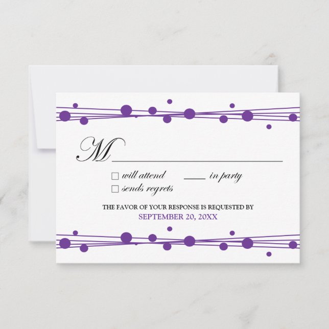 Dots & Straw RSVP Card (white/periwinkle) (Front)