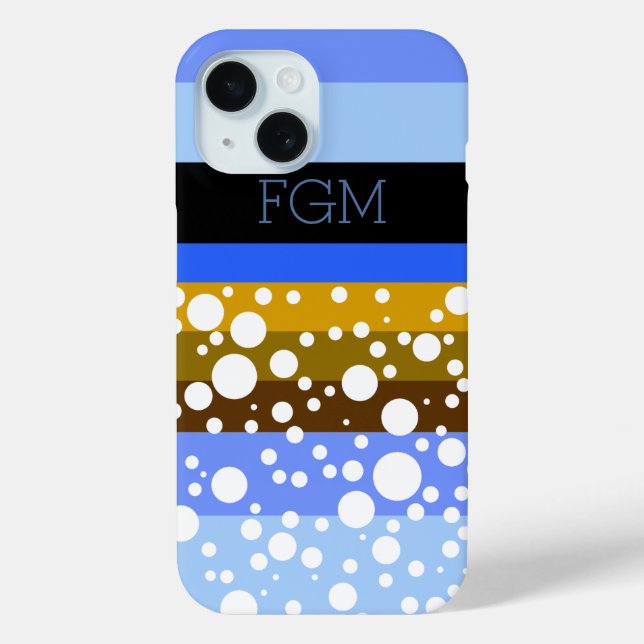 dots & stripes custom initials Case-Mate iPhone case (Back)
