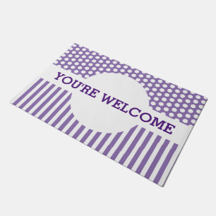 Dots & Stripes Pattern White + your backgr. & idea Doormat