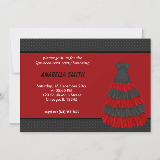 Dots Sweet Quinceanera Invitation (Front)