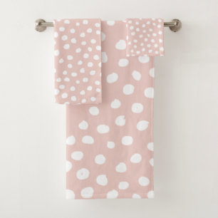 Dots Wild Animal Print Blush Pink And White Spots Bath Towel Set