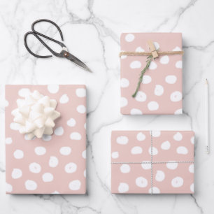 Dots Wild Animal Print Blush Pink And White Spots Wrapping Paper Sheet