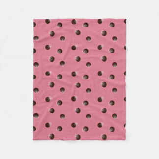 Dots with flowers on pink background fleece blanket