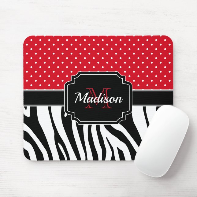 Dots & Zebra Print Mouse Pad (With Mouse)