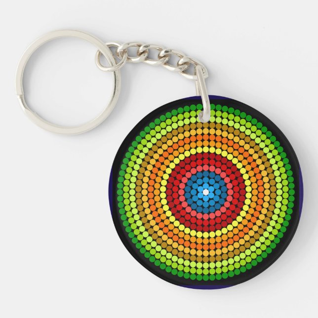 Dotted Abstract Mandala Art Design-65904 Key Ring (Front)