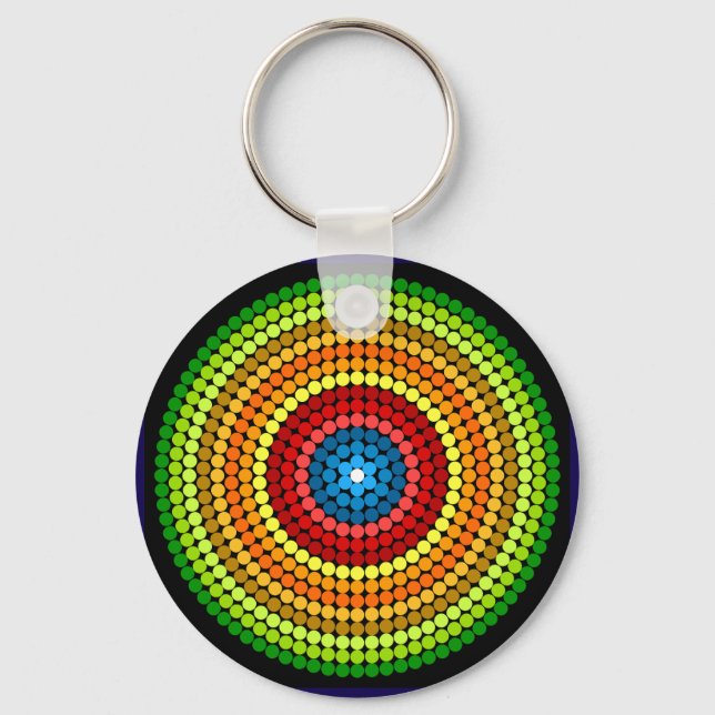 Dotted Abstract Mandala Art Design-65904 Key Ring (Front)