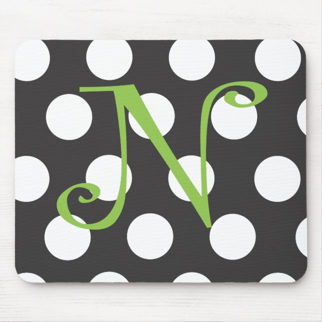 Dotted Black Mousepad Initial "N" (Front)