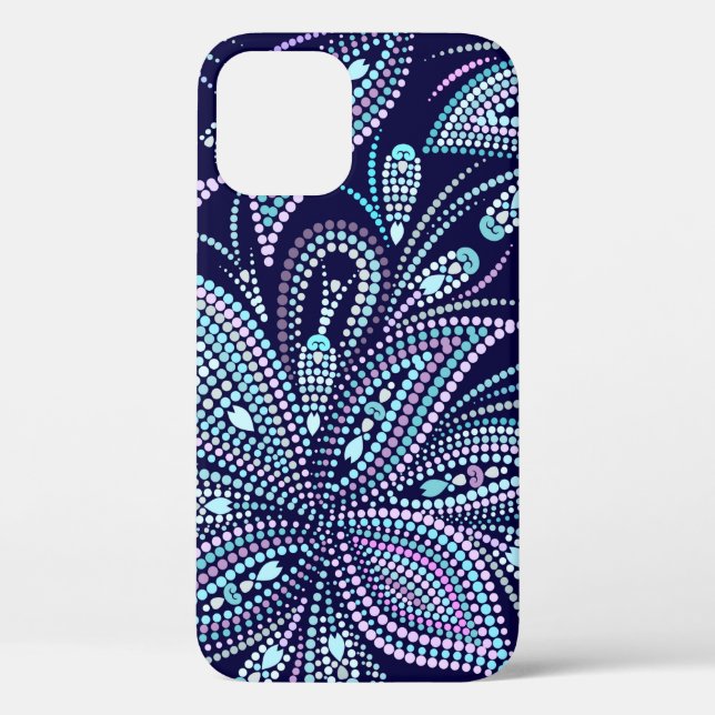Dotted blue pattern with paisley and beads. Orname Case-Mate iPhone Case (Back)