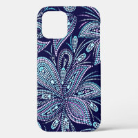 Dotted blue pattern with paisley and beads. Orname
