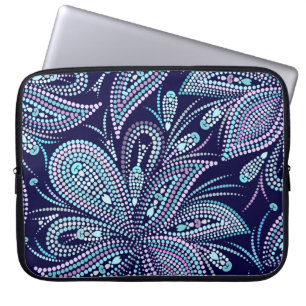 Dotted blue pattern with paisley and beads. Orname Laptop Sleeve