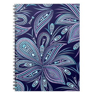 Dotted blue pattern with paisley and beads. Orname Notebook