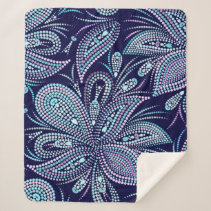 Dotted blue pattern with paisley and beads. Orname Sherpa Blanket