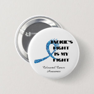 Dotted Blue Ribbon Colorectal Cancer Awareness 6 Cm Round Badge