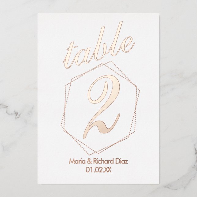 Dotted Border Pressed  Foil Table Number (Front)