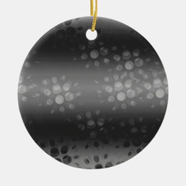 Dotted Bursts Pattern - Black, Grey, White Ceramic Ornament (Front)