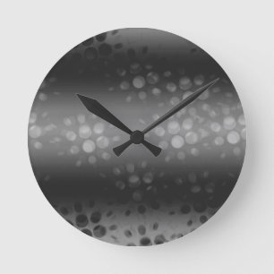 Dotted Bursts Pattern - Black, Grey, White Round Clock