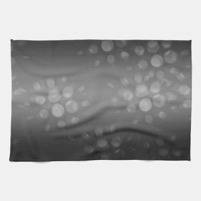 Dotted Bursts Pattern - Black, Grey, White Tea Towel (Horizontal)