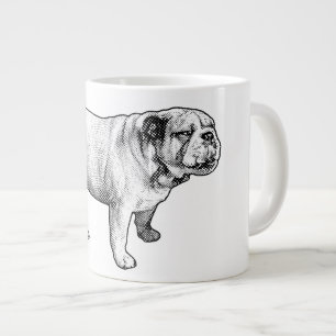 dotted calm, bulldog joy large coffee mug