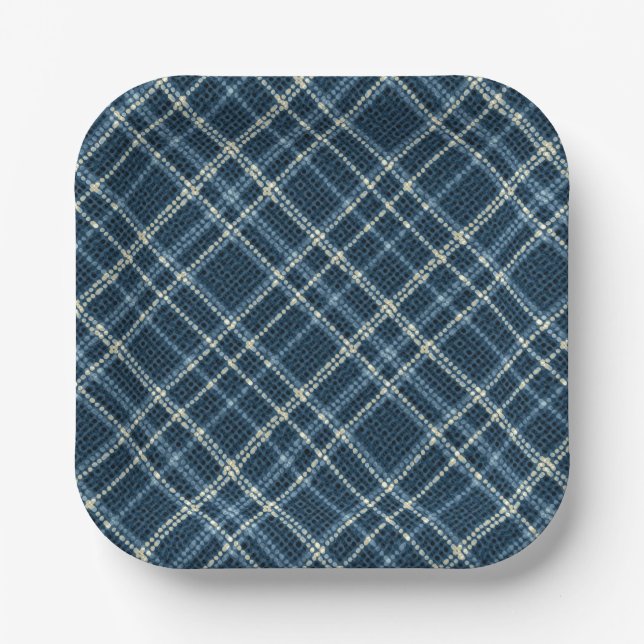 Dotted checkered pattern. Gray-blue. Paper Plate (Front)