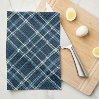 Dotted checkered pattern. Gray-blue. Tea Towel