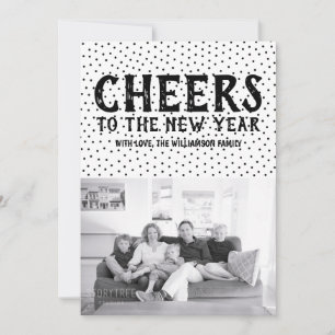 Dotted Cheers to the New Year Photo Card Black