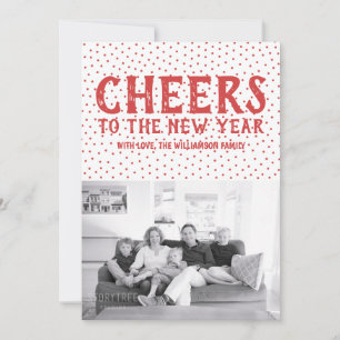 Dotted Cheers to the New Year Photo Card   Red