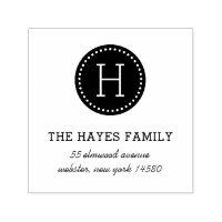 Dotted Circle Family Monogram Address Stamp