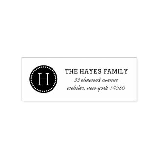 Dotted Circle Family Monogram Address Stamp