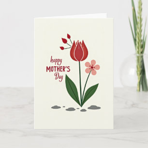 Dotted Crimson Floral Card