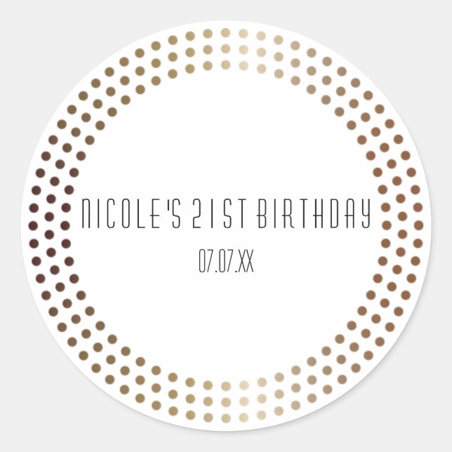 Dotted Gold Circles Modern Dots Custom Favour Classic Round Sticker (Front)