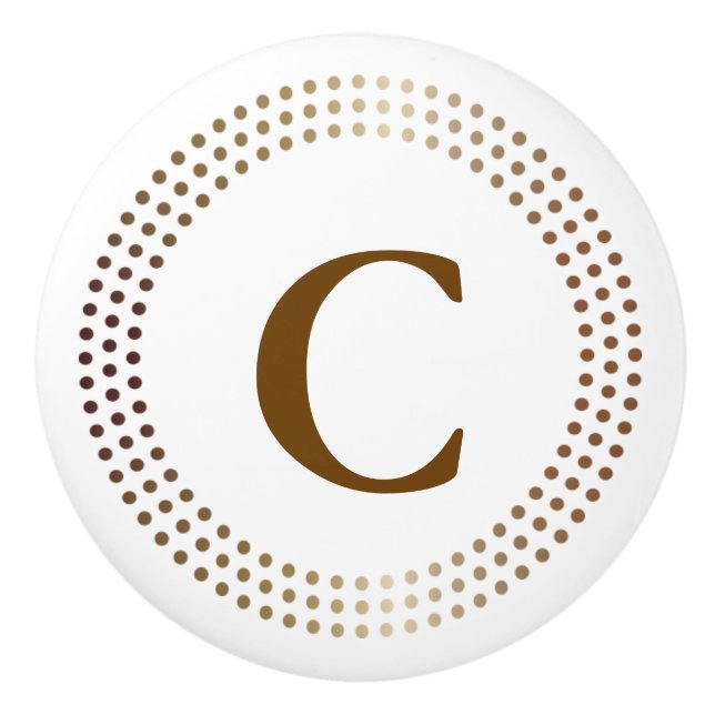 Dotted Gold Circles Modern Dots Glam Decor Ceramic Knob (Front)