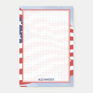 Dotted Grid Patriotic American Flag Illustration Post-it Notes