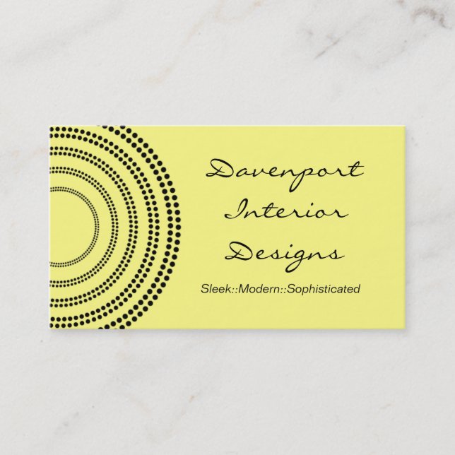 Dotted Half Moons Business Card, Canary Yellow Card (Front)