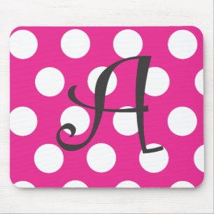Dotted Hot Pink Mousepad Initial "A"