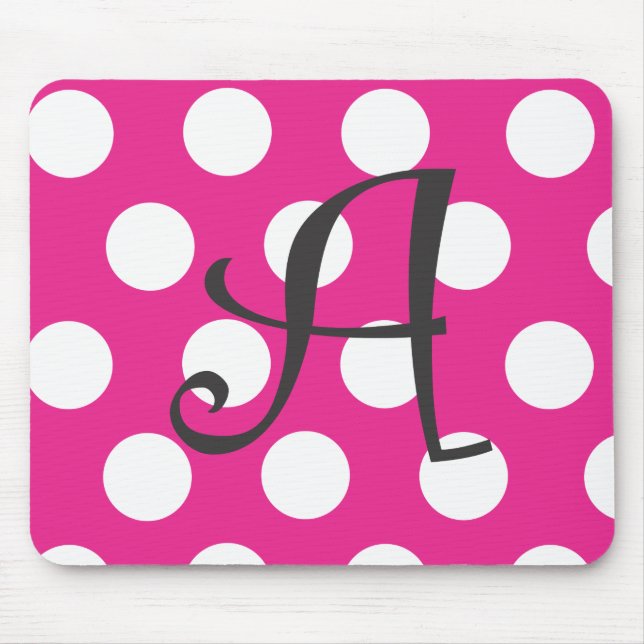 Dotted Hot Pink Mousepad Initial "A" (Front)