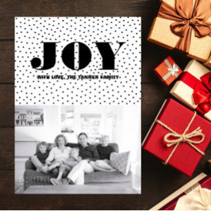 Dotted Joy Holiday Photo Card   Black