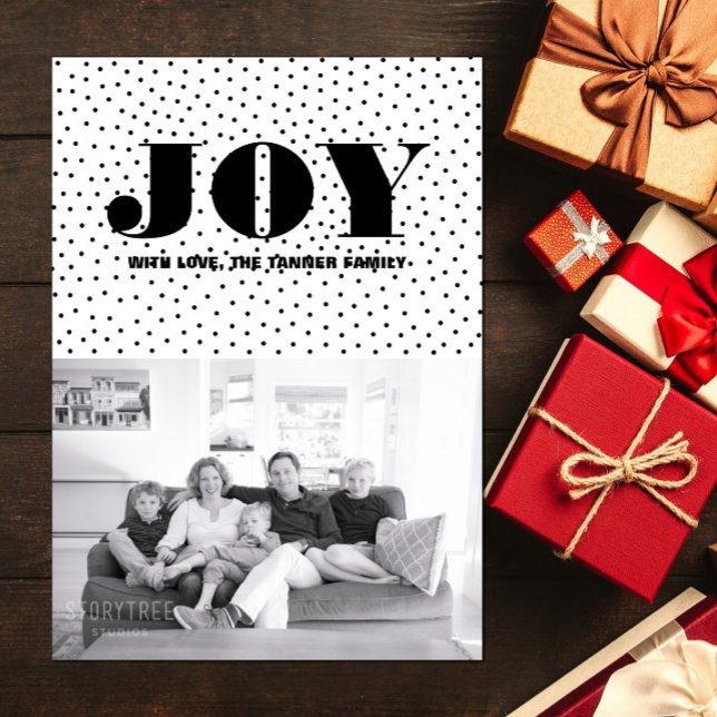 Dotted Joy Holiday Photo Card | Black (Dotted Joy Holiday Photo Card - Black)
