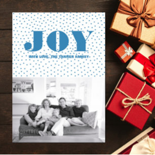 Dotted Joy Holiday Photo Card   Blue