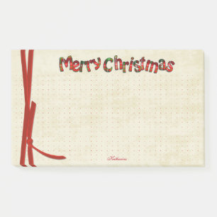 Dotted   Merry Christmas Tartan Pattern Typography Post-it Notes