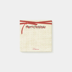 Dotted Merry Christmas Tartan Pattern Typography Post-it Notes
