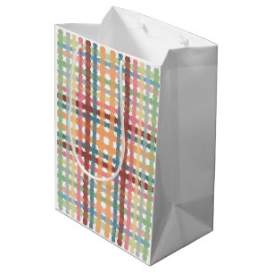 Dotted Pastel Plaid Pattern Medium Gift Bag