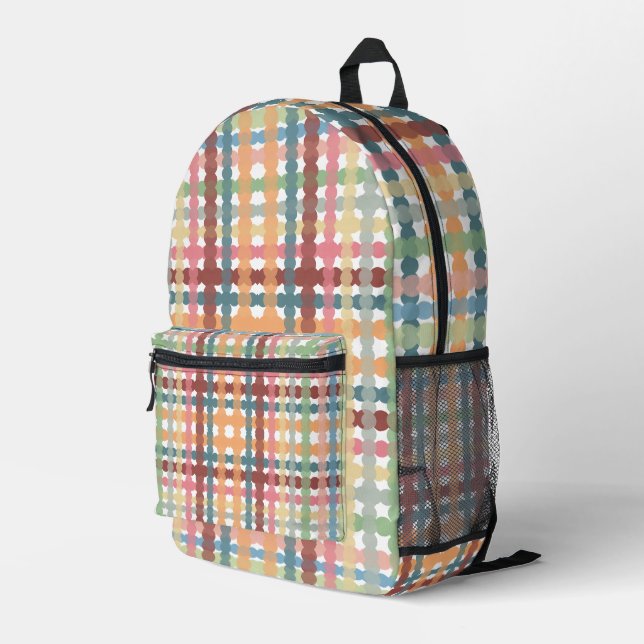 Dotted Pastel Plaid Pattern  Printed Backpack (Back Corner Right)