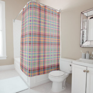 Dotted Pastel Plaid Pattern  Shower Curtain