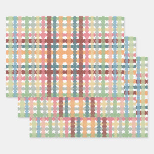 Dotted Pastel Plaid Pattern  Wrapping Paper Sheet