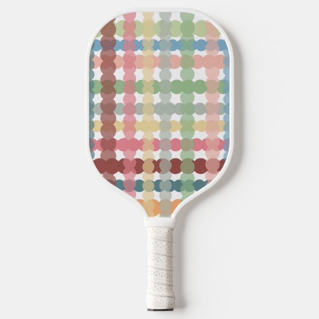 Dotted Pastel Plaid Pickleball Paddle (Front)